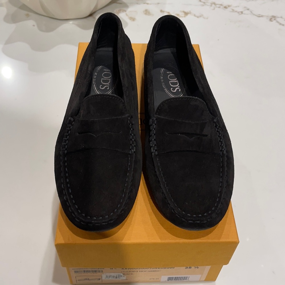 Tods Black Driving Shoe 38.5